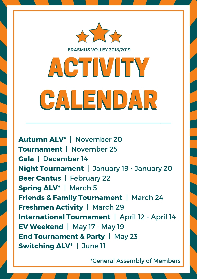 Activity Calendar Erasmus Volley 2018-2019